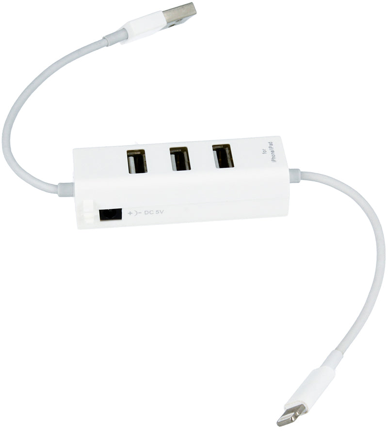 3 Port USB 2.0 Hub with Lightning Connector for iPhone, iPad