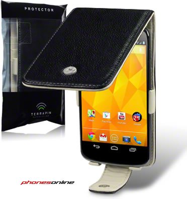 Google Nexus 4 Leather Flip Case Black