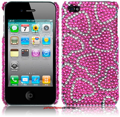Apple iPhone 4S Diamante Case Pink Hearts –