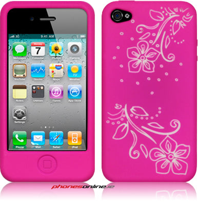 iPhone 4S Lasered Silicone Case Pink/White –