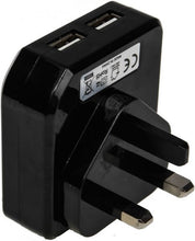 Load image into Gallery viewer, 2.1 Amp Twin USB 3-Pin Mains Charger