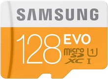 Load image into Gallery viewer, Samsung Evo 128GB MicroSD Memory Card with USB Adapter