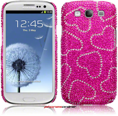 Samsung Galaxy S3 Diamante Case Pink Hearts