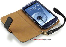 Load image into Gallery viewer, Samsung Galaxy S3 i9300 Leather Wallet Case Black/Tan