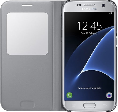 Samsung Galaxy S7 S-View Wallet Case Silver - EF-CG930PSE