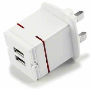 Universal 2 Amp Twin USB 3-Pin Mains Charger