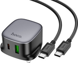 Dual Port 20W 3-Pin Irish Fast Charger with USB-C Cable