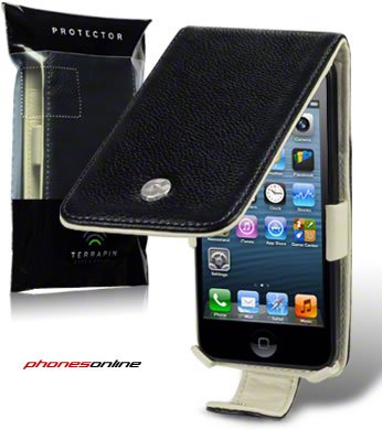 Apple iPhone 5/5S Genuine Leather Flip Case Black