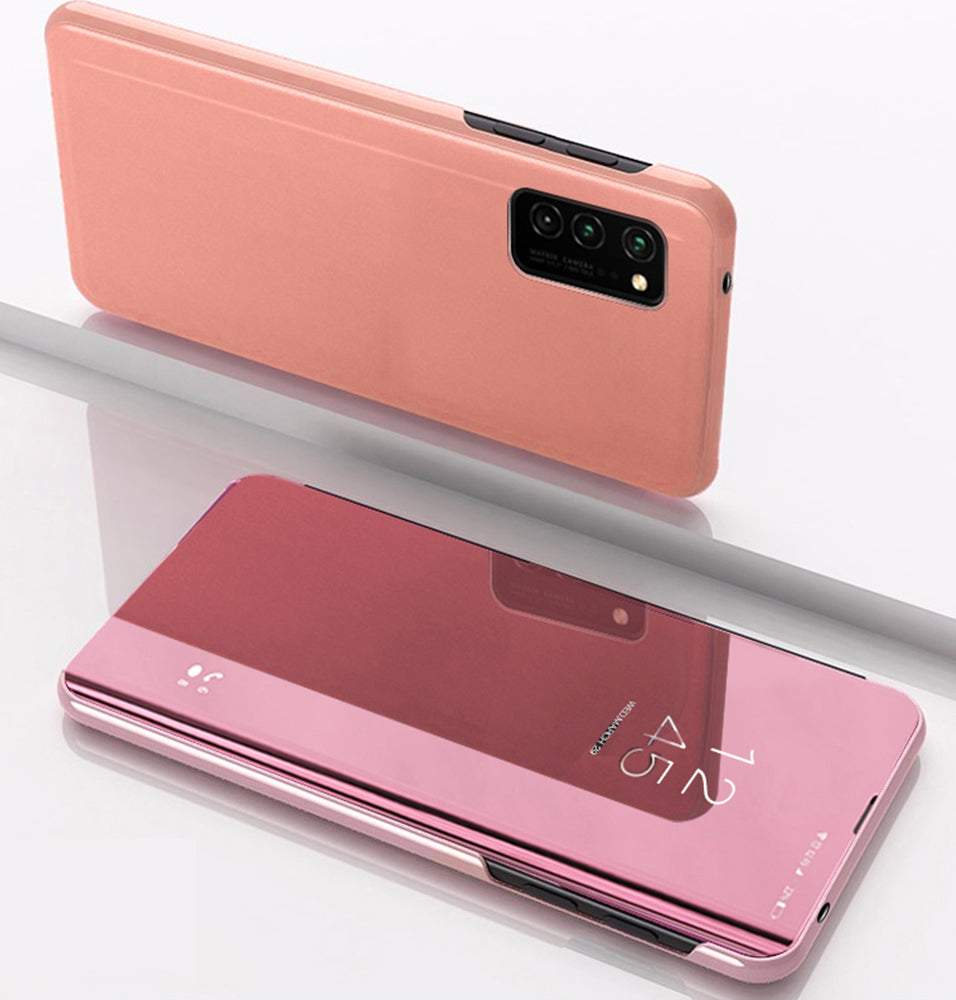 Huawei P30 Lite Clear View Wallet Case - Rose Gold Pink