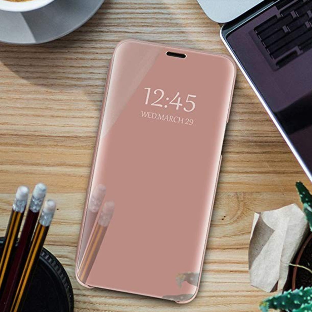 Huawei P30 Lite Clear View Wallet Case - Rose Gold Pink