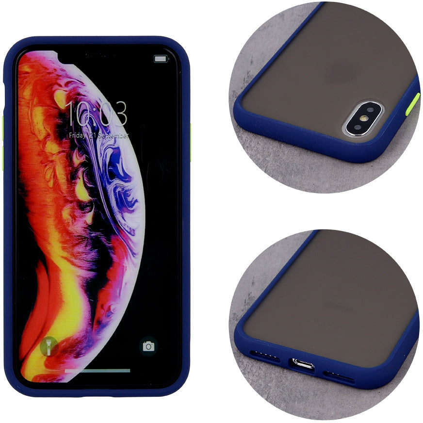 Apple iPhone 8 Hard Shell Coloured Buttons Cover - Blue
