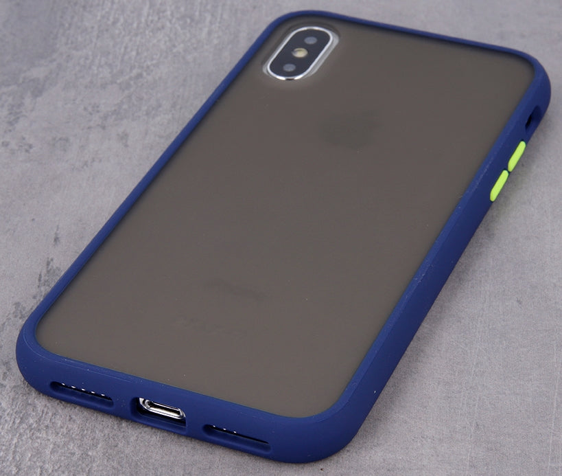 Apple iPhone SE 2 (2020) Hard Shell Coloured Buttons Cover - Blue