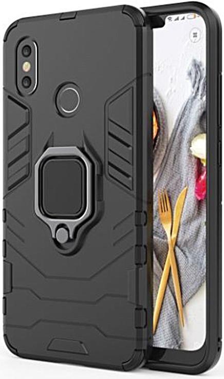 Samsung Galaxy A22 5G Defender Armor Rugged Case with Ring Holder - Black