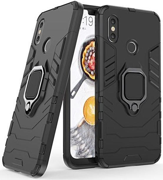 Samsung Galaxy A22 5G Defender Armor Rugged Case with Ring Holder - Black