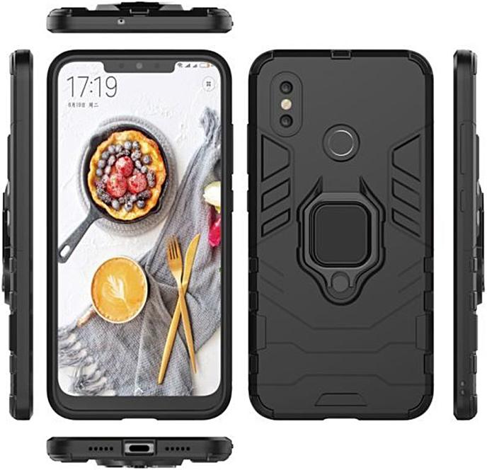 iPhone 13 Defender Armor Rugged Case with Ring Holder - Black