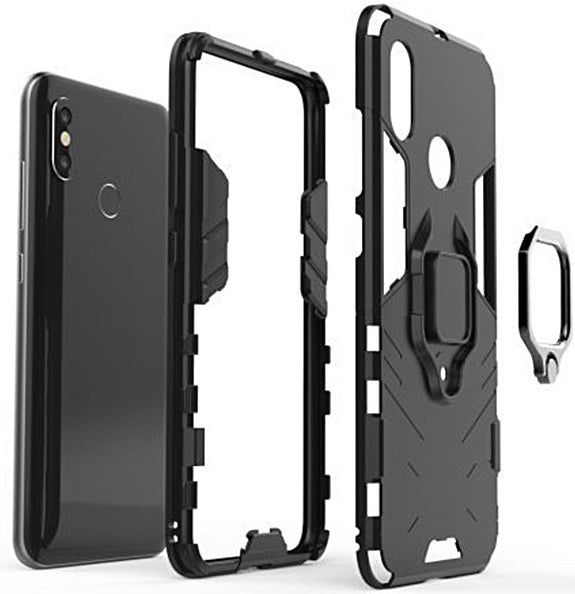 iPhone SE 2 2020 Defender Armor Rugged Case with Ring Holder - Black