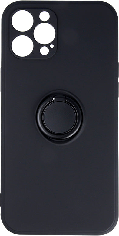 iPhone 13 Finger Grip Ring Holder Silicon Cover - Black