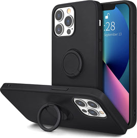 iPhone 13 Pro Finger Grip Ring Holder Silicon Cover - Black