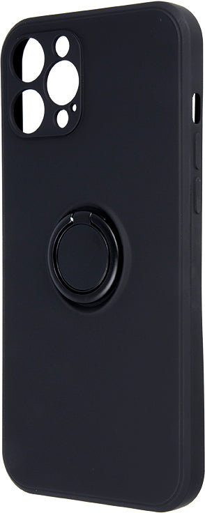 iPhone 13 Finger Grip Ring Holder Silicon Cover - Black