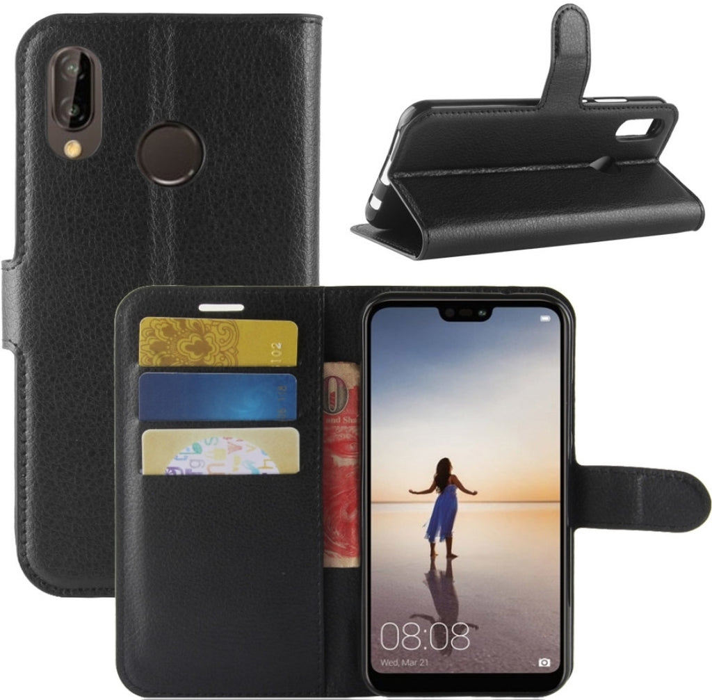 Huawei P20 Lite Wallet Case - Black