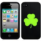 Load image into Gallery viewer, iPhone 4S Shamrock Silicone Case Black/Green
