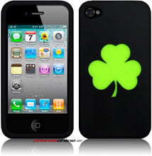 Load image into Gallery viewer, iPhone 4S Shamrock Silicone Case Black/Green