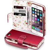 Apple iPhone 6 / 6S Wallet Case - Red/Floral