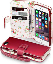 Load image into Gallery viewer, Apple iPhone 6 / 6S Wallet Case - Red/Floral