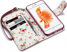Load image into Gallery viewer, Apple iPhone 8 Wallet Case - Red/Floral