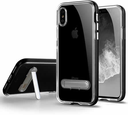 Apple iPhone X Gel Case With Stand - Clear/Black