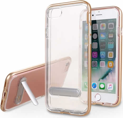 Apple iPhone 7 Gel Case With Stand - Clear/Gold