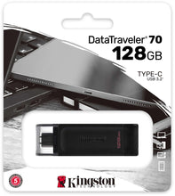 Load image into Gallery viewer, Kingston DataTraveler 70 128GB USB-C Type-C Flash Drive