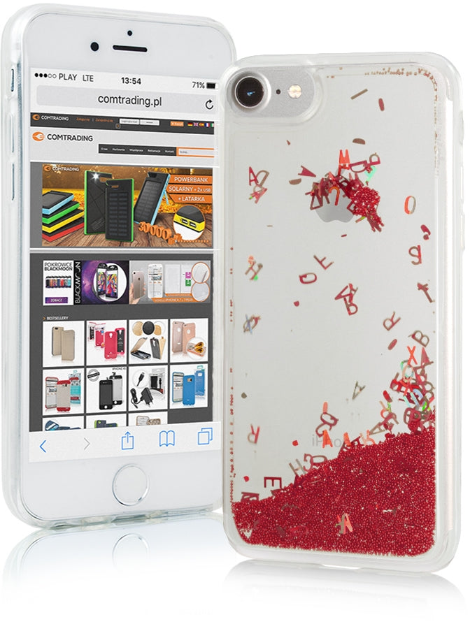 iPhone SE 2 (2020) Liquid Letters Glitter Cover - Red