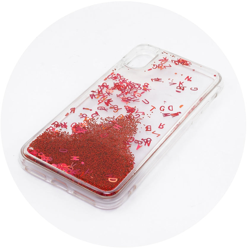 iPhone 7 Liquid Letters Glitter Cover - Red