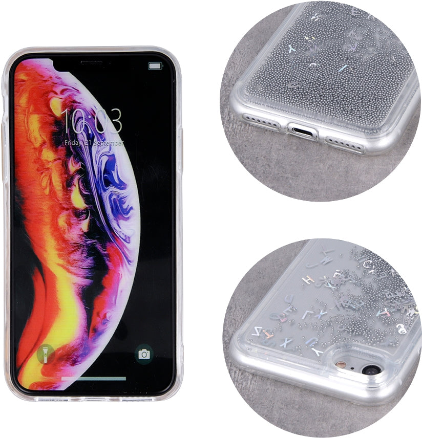 iPhone SE 2 (2020) / SE 2022 Liquid Letters Glitter Cover - Silver