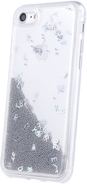 iPhone 8 Liquid Letters Glitter Cover - Silver