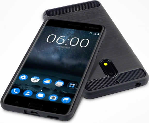 Nokia 6 Carbon Fibre Gel Cover - Black