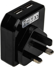 Load image into Gallery viewer, Universal 2 Amp Twin USB 3-Pin Mains Charger