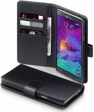 Load image into Gallery viewer, Samsung Galaxy Note 4 Real Leather Wallet Case - Black