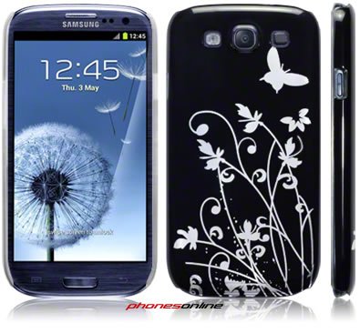 Samsung Galaxy S3 Butterfly Shell Case Black/Silver