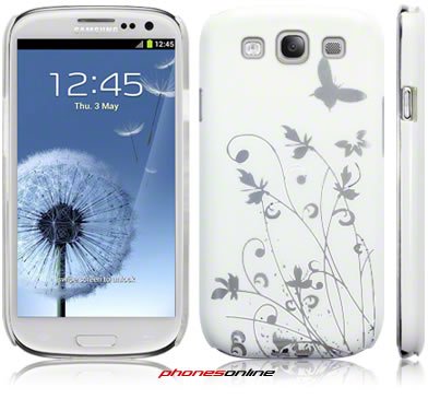 Samsung Galaxy S3 Butterfly Flower Case White