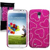 Samsung Galaxy S4 Pink Hearts Diamante Case
