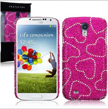 Load image into Gallery viewer, Samsung Galaxy S4 Pink Hearts Diamante Case