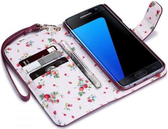 Samsung Galaxy S7 Edge Wallet Case - Red Floral
