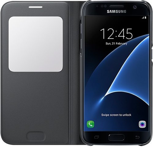 Samsung Galaxy S7 S-View Wallet Case Black - EF-CG930PBE