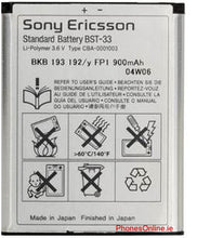 Load image into Gallery viewer, Sony Ericsson BST-33 Genuine Battery